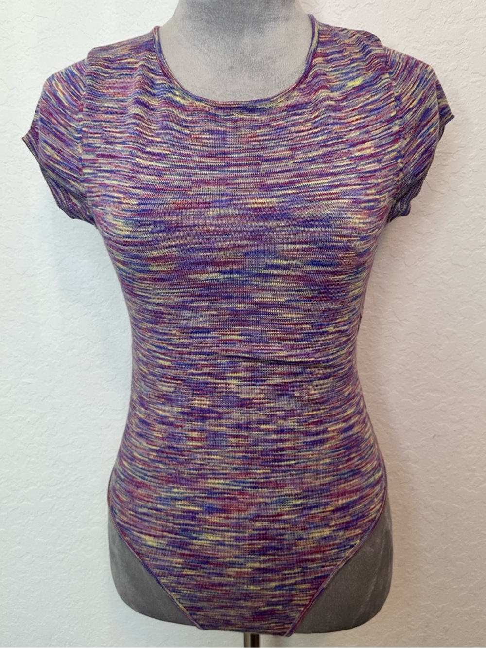 Free People All About It Tee Bodysuit Multicolor Space Dye Open Back Size M